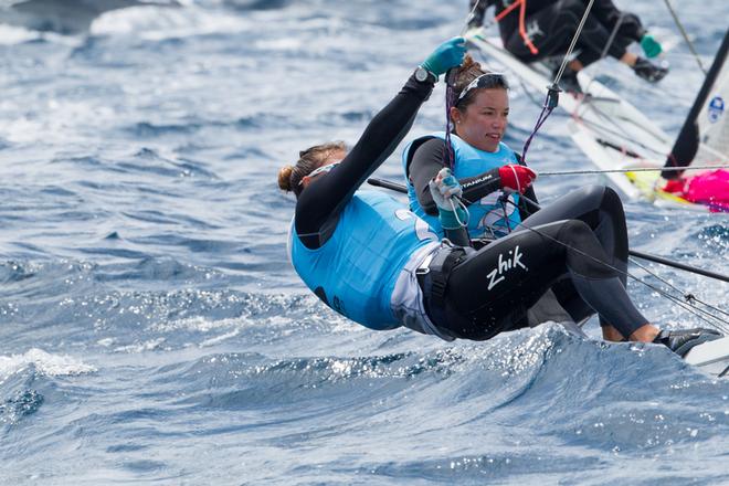 Alex Mlaoney and Molly Meech 49erFX - 2014 ISAF Sailing World Cup, Hyeres, France © Thom Touw http://www.thomtouw.com